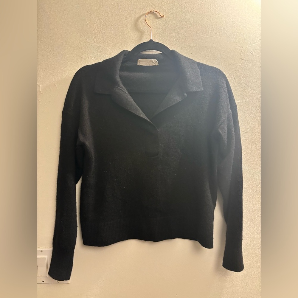 Black Cashmere Polo Sweater